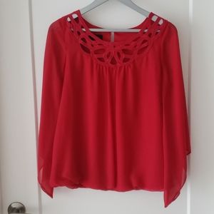 AB Studio Blouse with Embellished Neckline